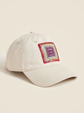 Christopher John Rogers X & J.Crew COLLAB Cotton Baseball Hat w/ SEQUIN PATCH
